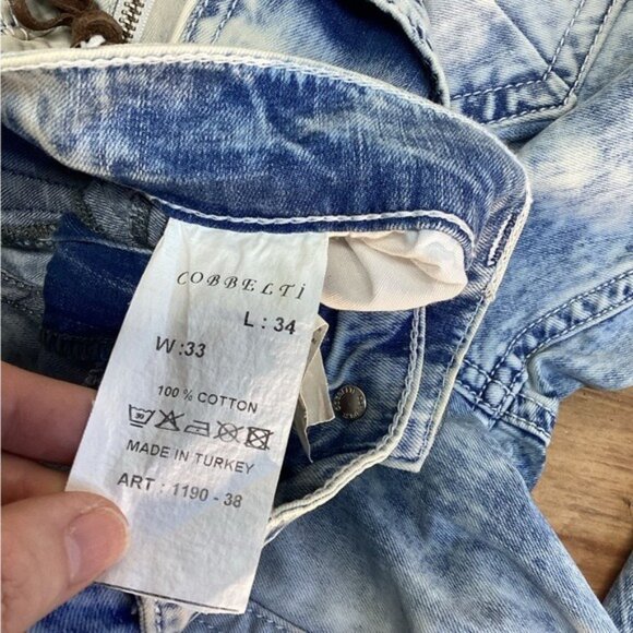 cowgirl argyle boho cozy grandpa dad Acid Washed Jeans Men’s Size  33/34 - Picture 4 of 4